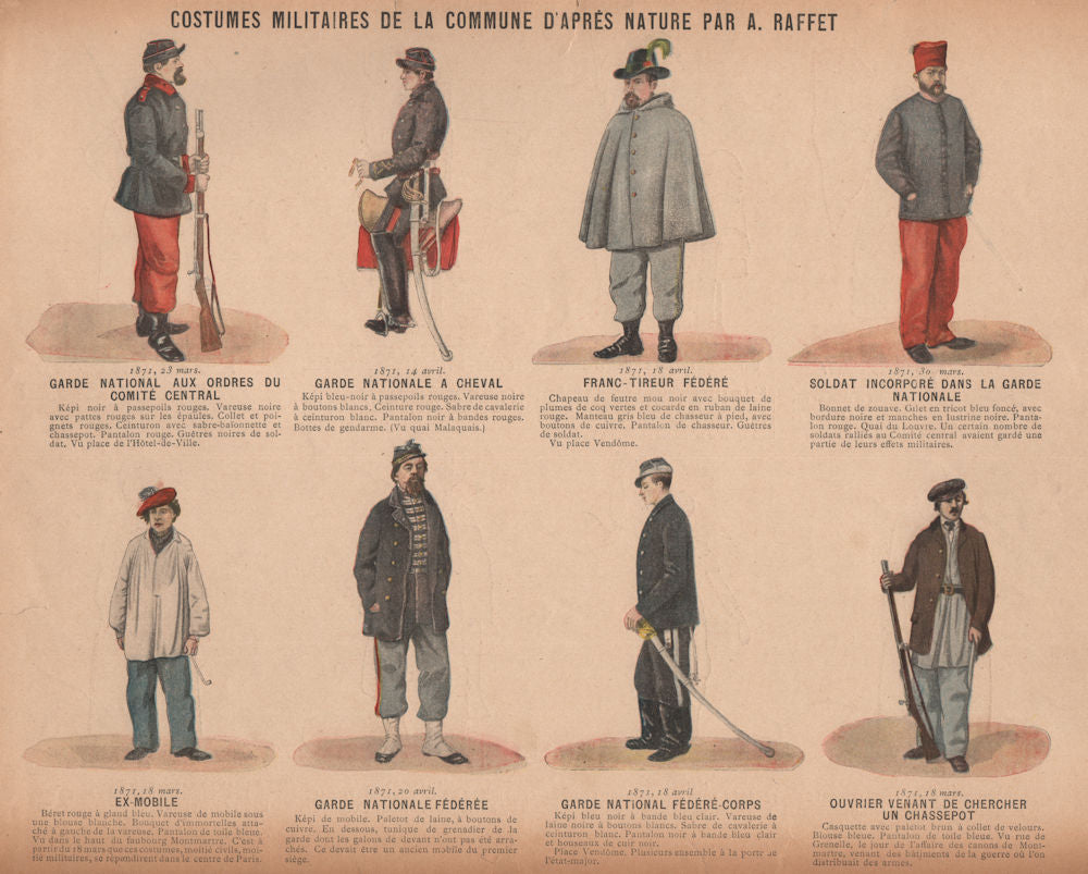 PARIS COMMUNE 1871 Costume Militaire Garde National Comité Central Fédéré c1873